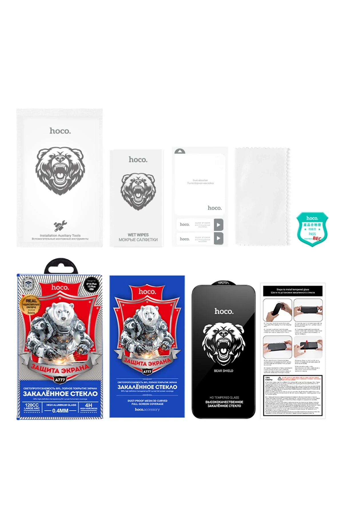 Hoco. Apple iPhone 16 Pro Max Bear Shield HD Cam Ekran Koruyucu - Siyah