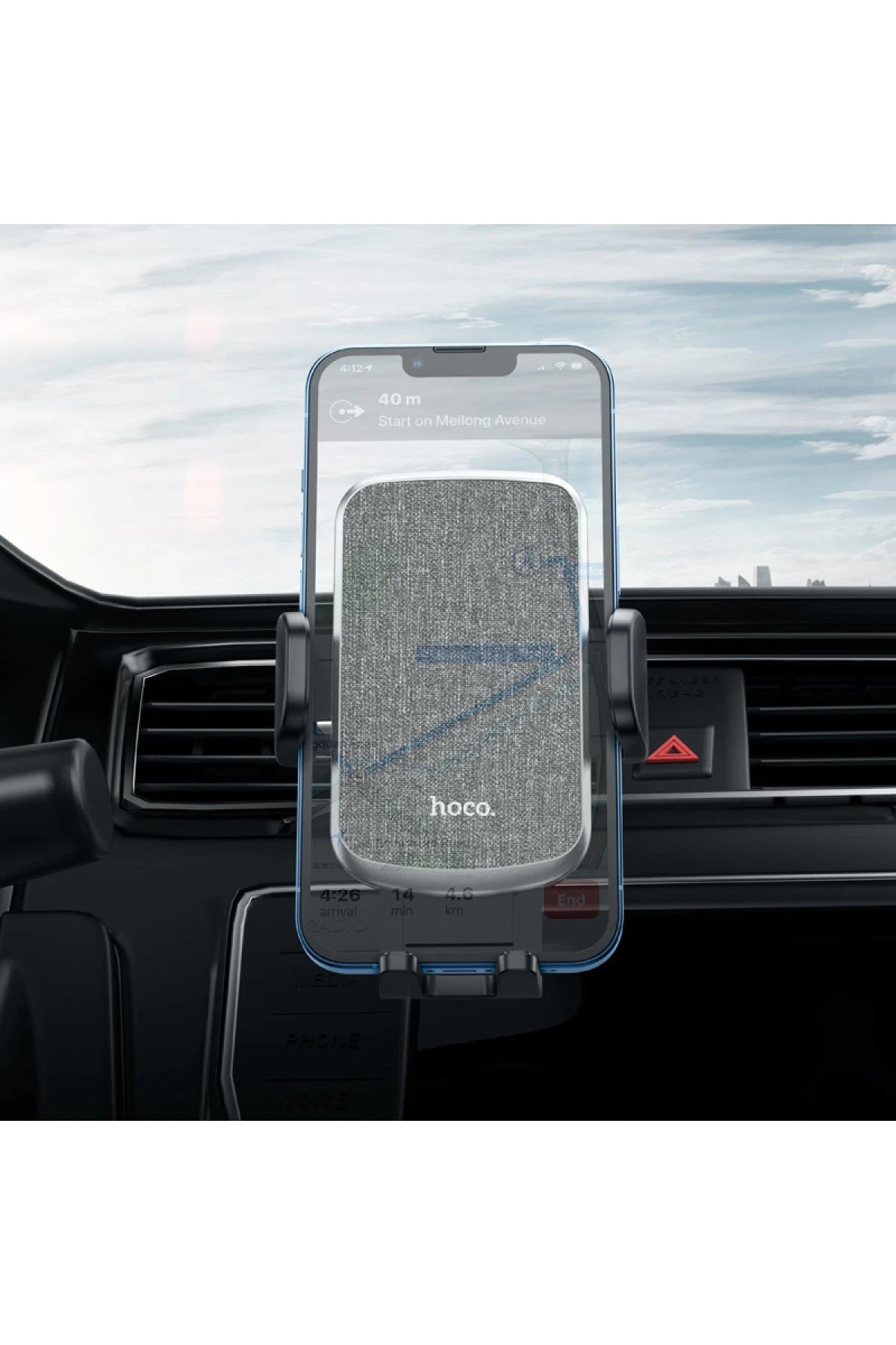 Hoco. CA94 Polaris Izgara Klipsli Ayarlanabilir Araç Tutucu - Siyah