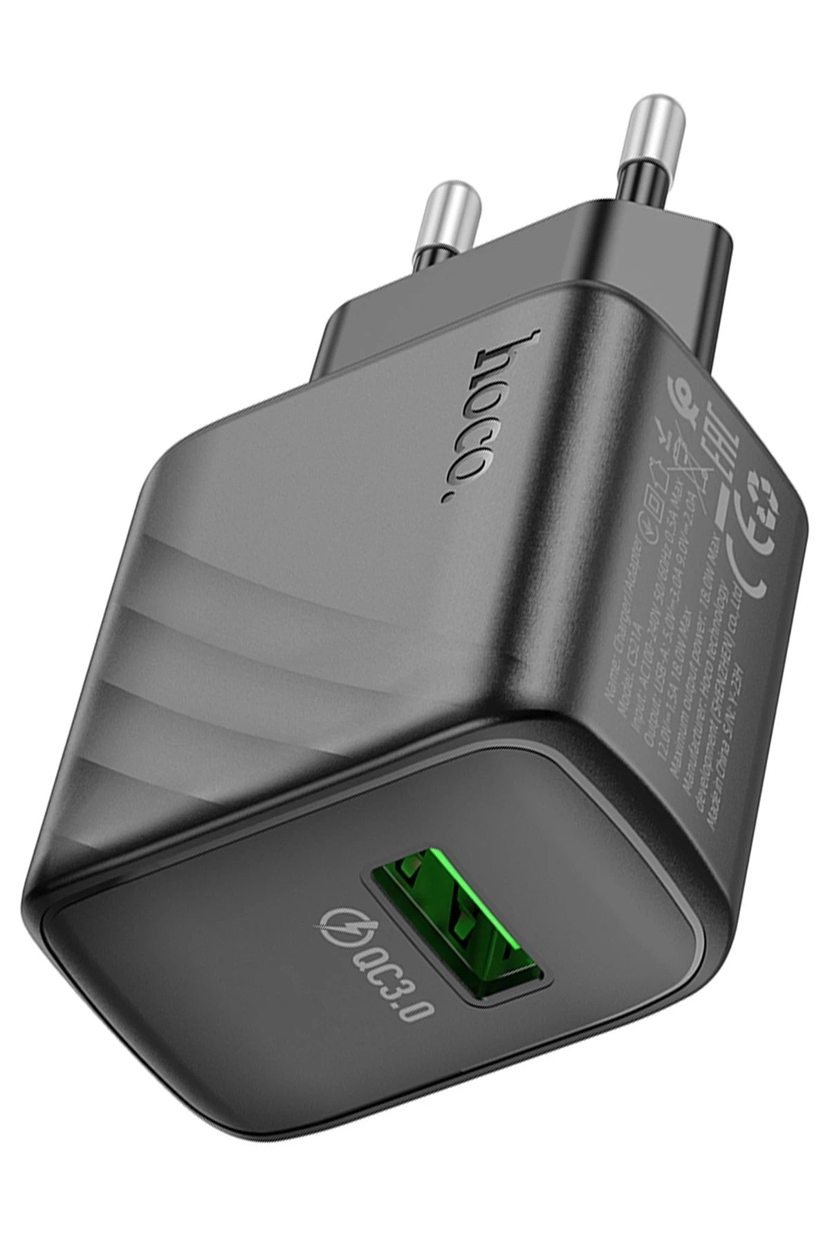 Hoco. CS21A Rich 18W USB 3.0 QC Çıkışlı Hızlı Şarj Aleti - Siyah