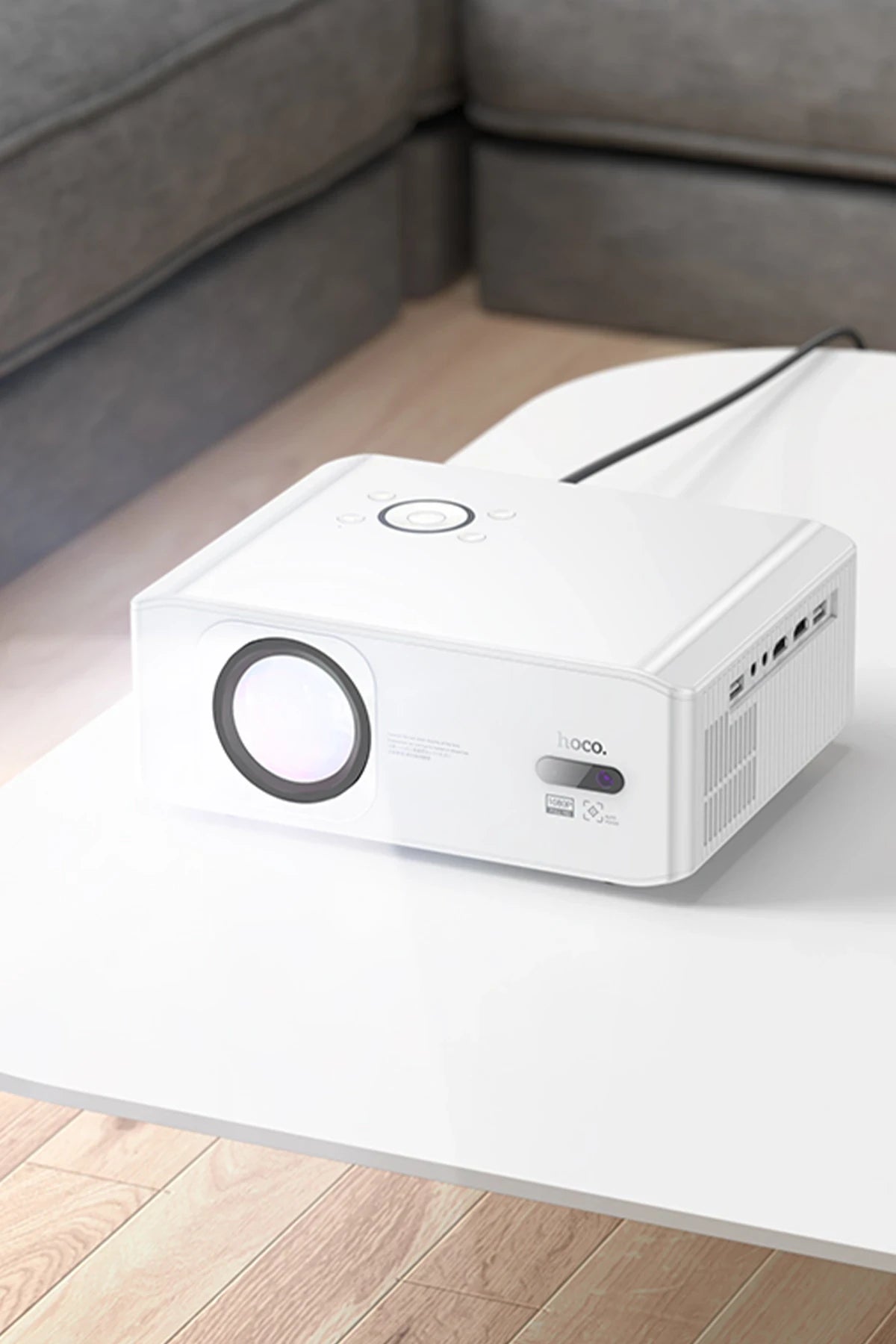 Hoco. DT3 Smart Elektrik Otomatik Odaklanma Özellikli 1080P Android Kablosuz Projeksiyon Cihazı - Beyaz