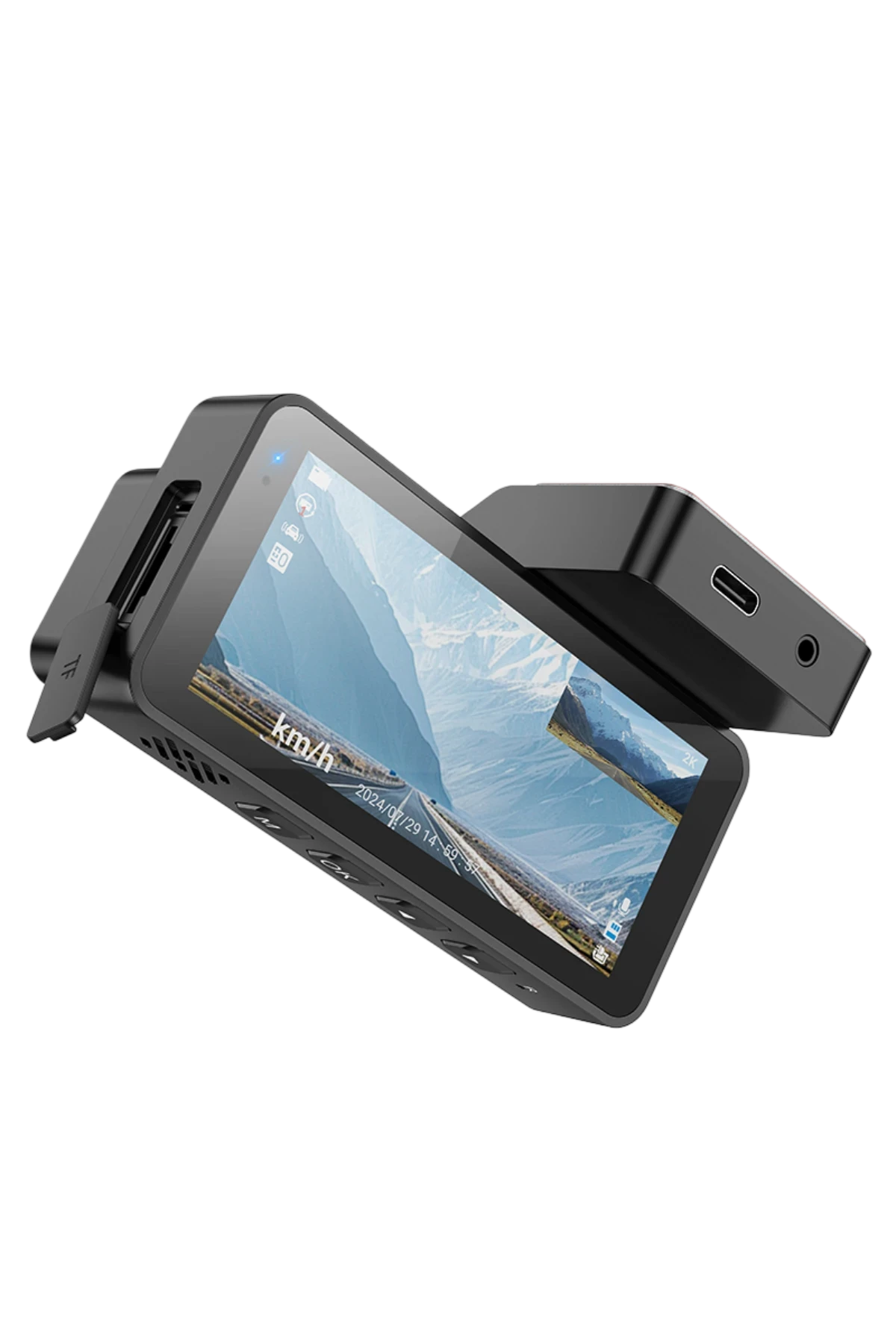 Hoco. DV12 2K GPS Destekli Ön ve Arka Kameralı Araç Kamerası - Gri