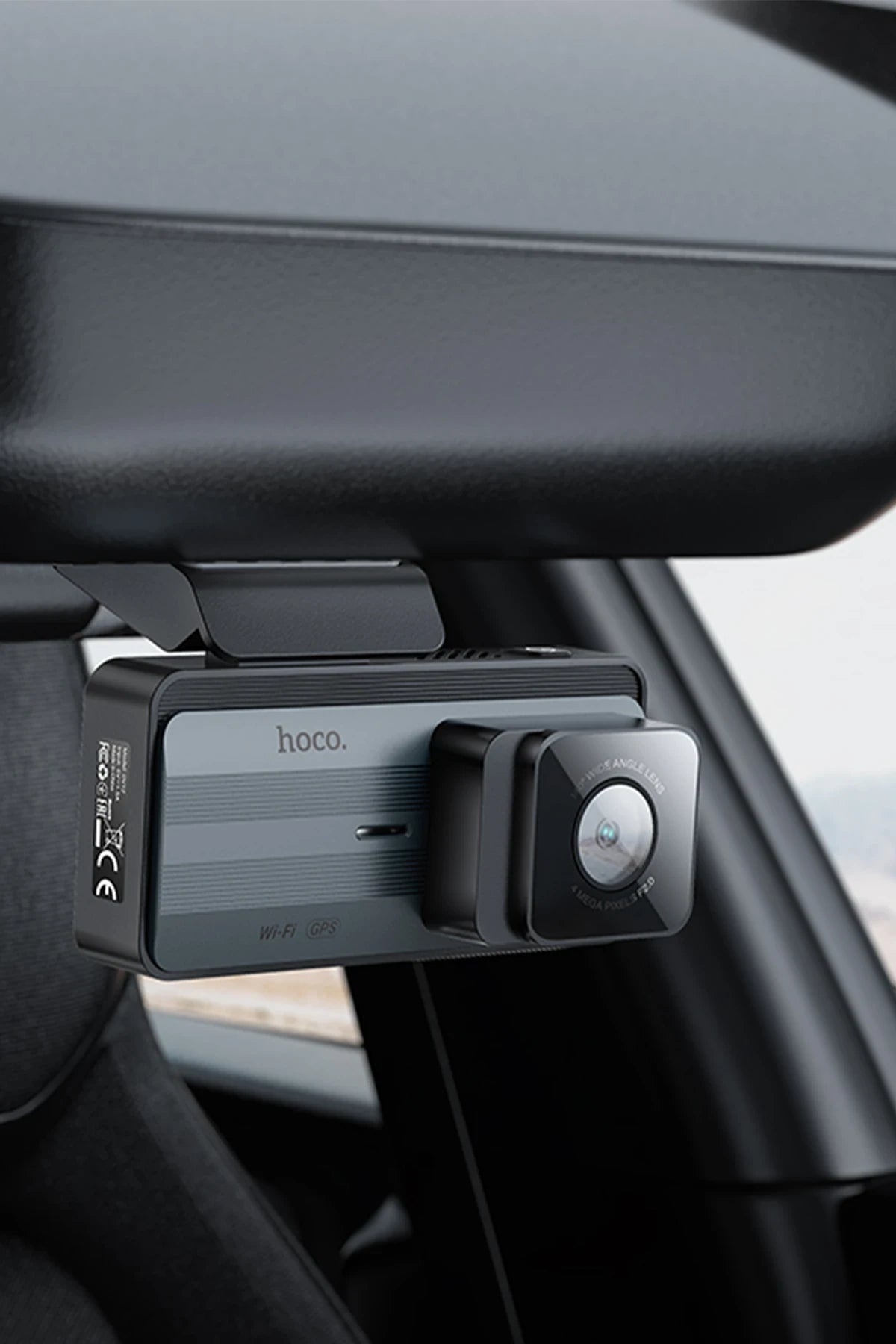 Hoco. DV12 2K GPS Destekli Ön ve Arka Kameralı Araç Kamerası - Gri