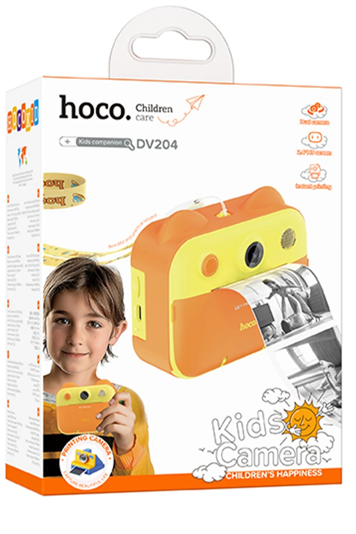 Hoco. DV204 IPS HD Ekranlı Çift Kameralı Fotoğraf Çıkartma Özellikli Çocuk Kamerası - Sarı