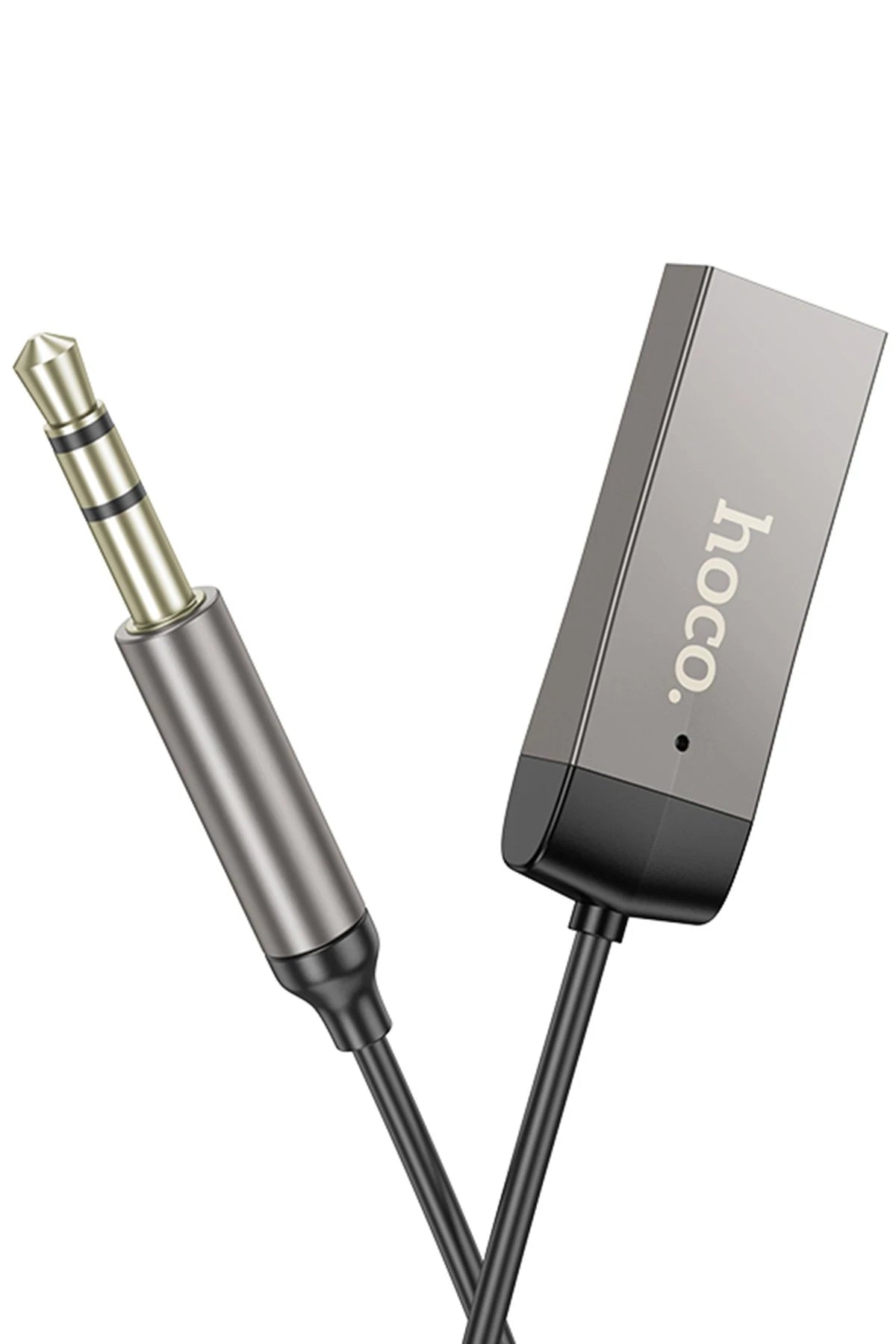 Hoco. E78 Tak Çalıştır BT Alıcılı 3.5mm Esnek Aux Kablo - Gri