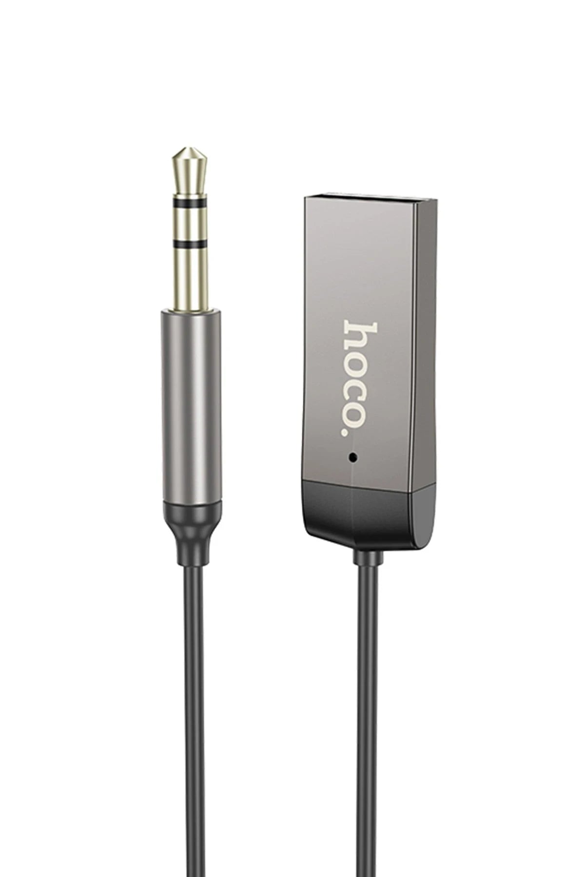 Hoco. E78 Tak Çalıştır BT Alıcılı 3.5mm Esnek Aux Kablo - Gri