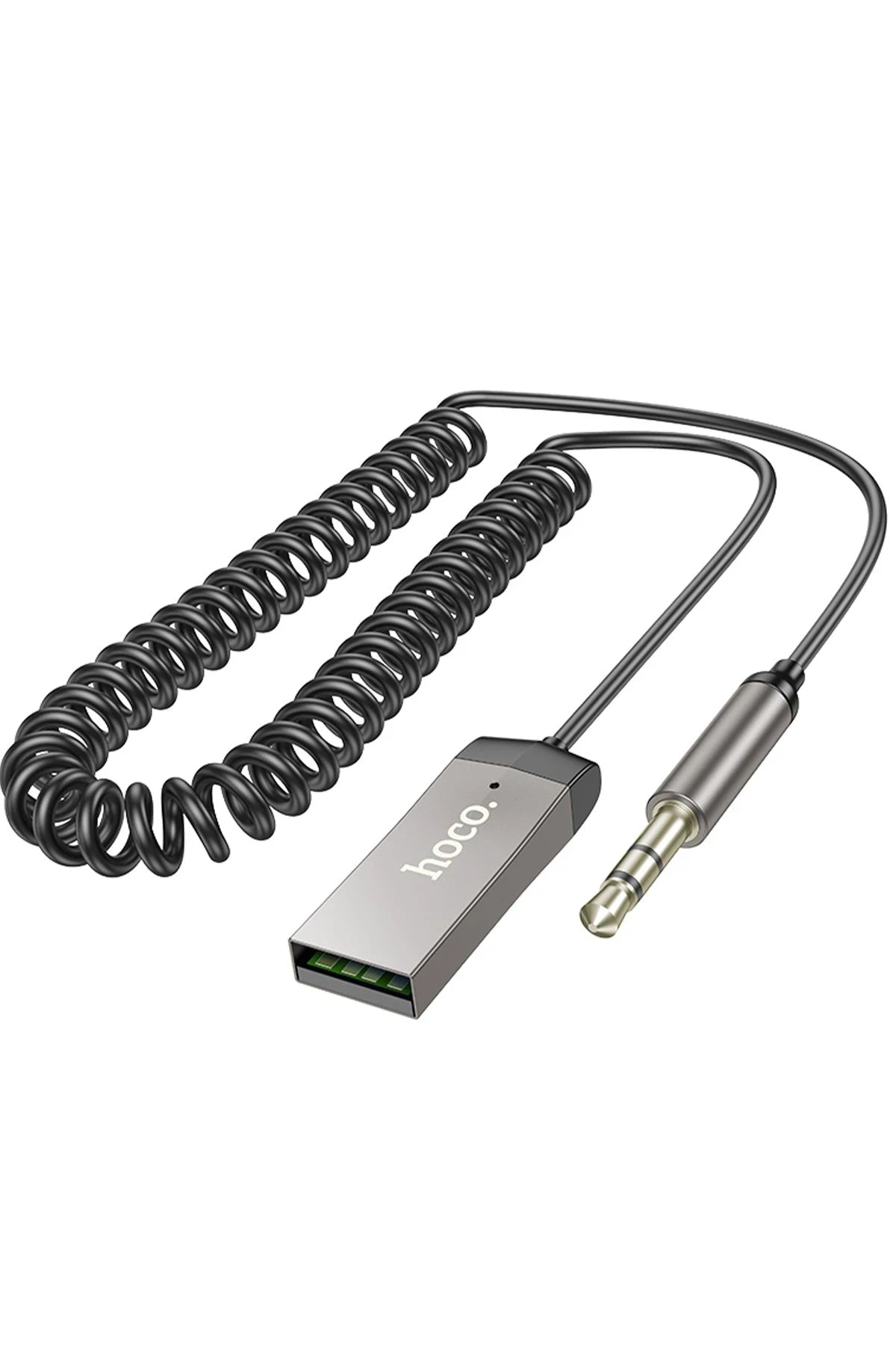 Hoco. E78 Tak Çalıştır BT Alıcılı 3.5mm Esnek Aux Kablo - Gri