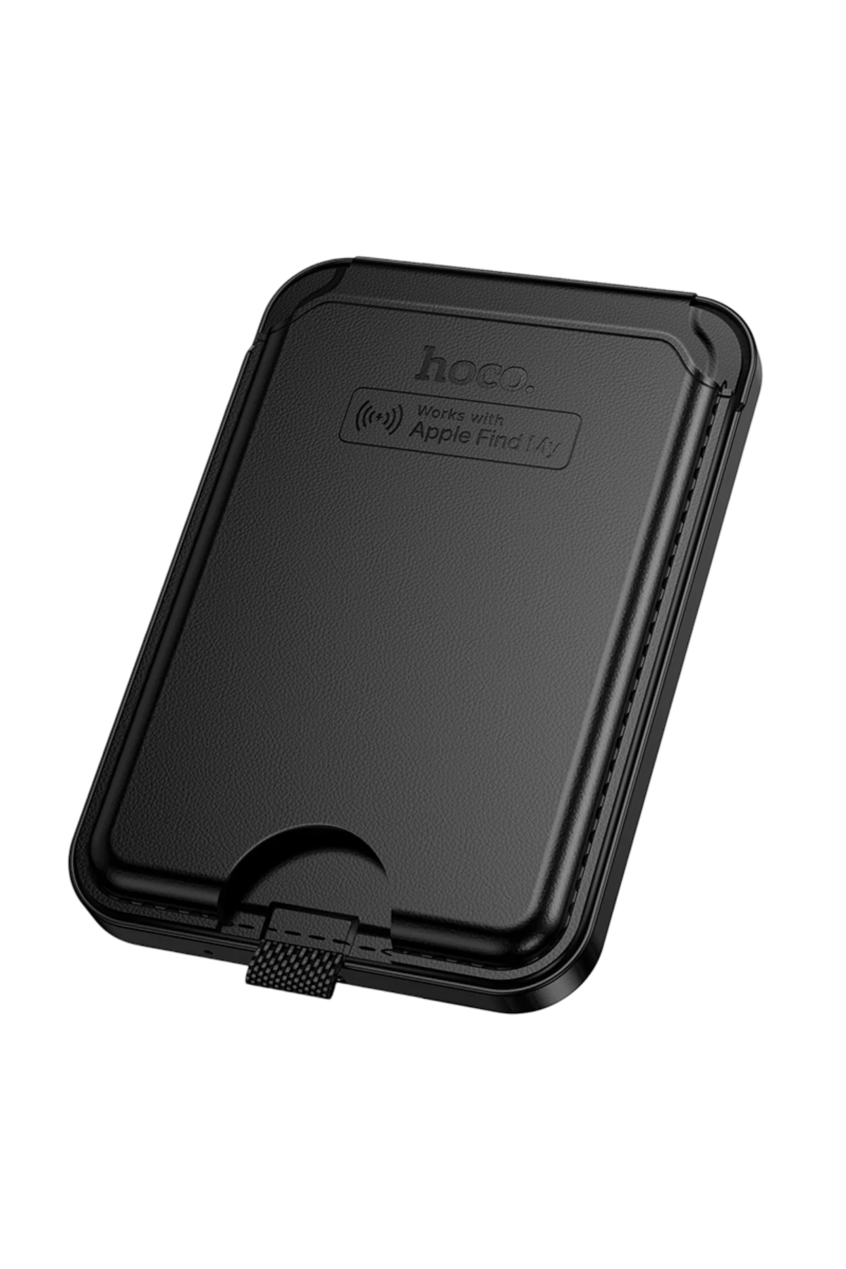 Hoco. E91I Tiger Smart Find My Özellikli Kablosuz Şarj Destekli Kablosuz Şarj Özellikli Kartlık - Siyah