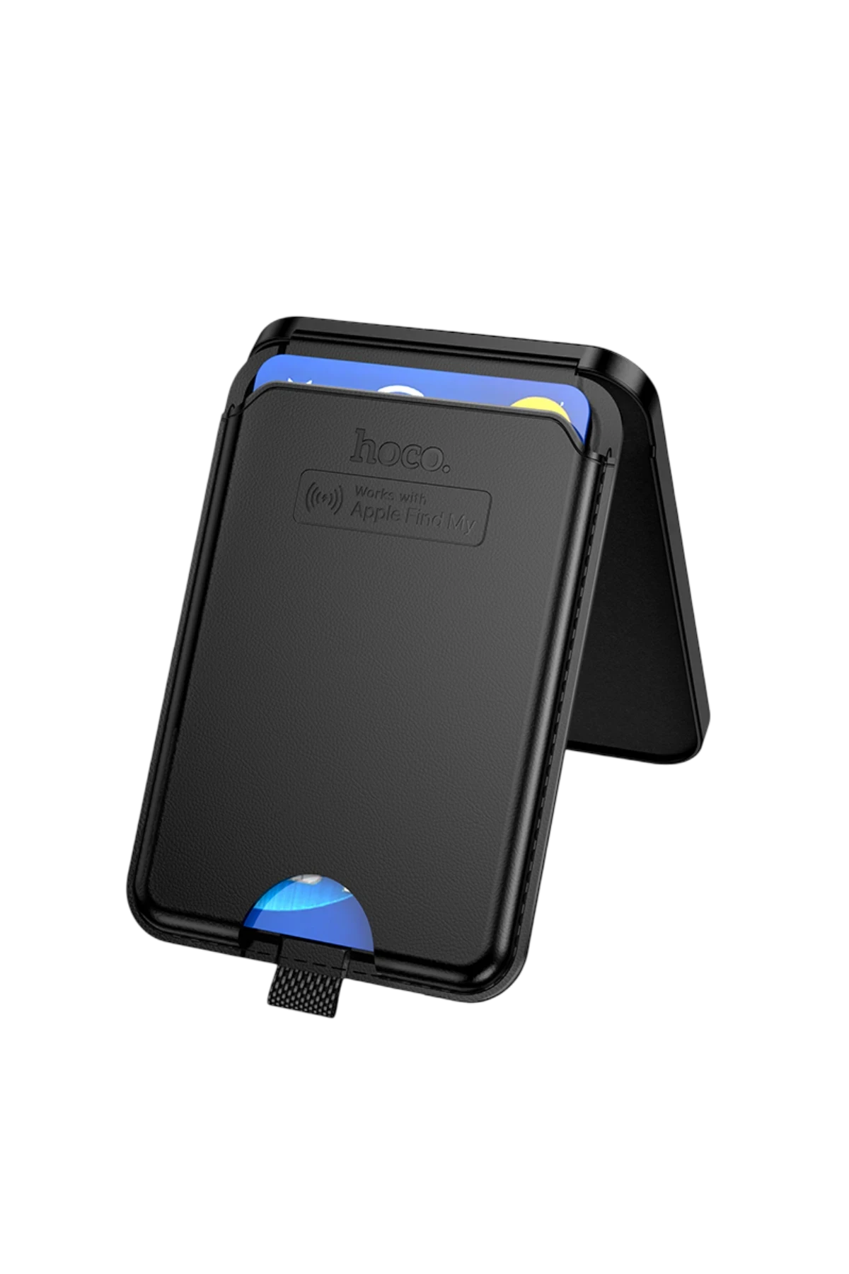 Hoco. E91I Tiger Smart Find My Özellikli Kablosuz Şarj Destekli Kablosuz Şarj Özellikli Kartlık - Siyah