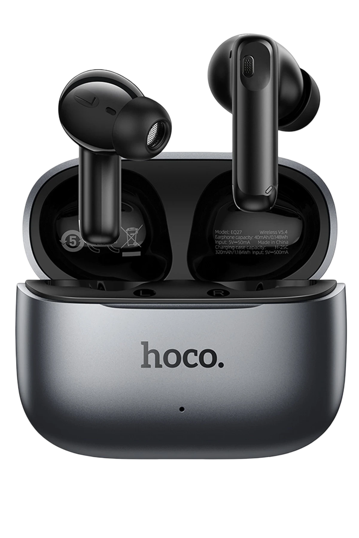 Hoco. EQ27 Fun Aktif Gürültü Engelleyici Özellikli Yapay Zeka Destekli Bluetooth 5.4 Kablosuz TWS Kulaklık – Gri