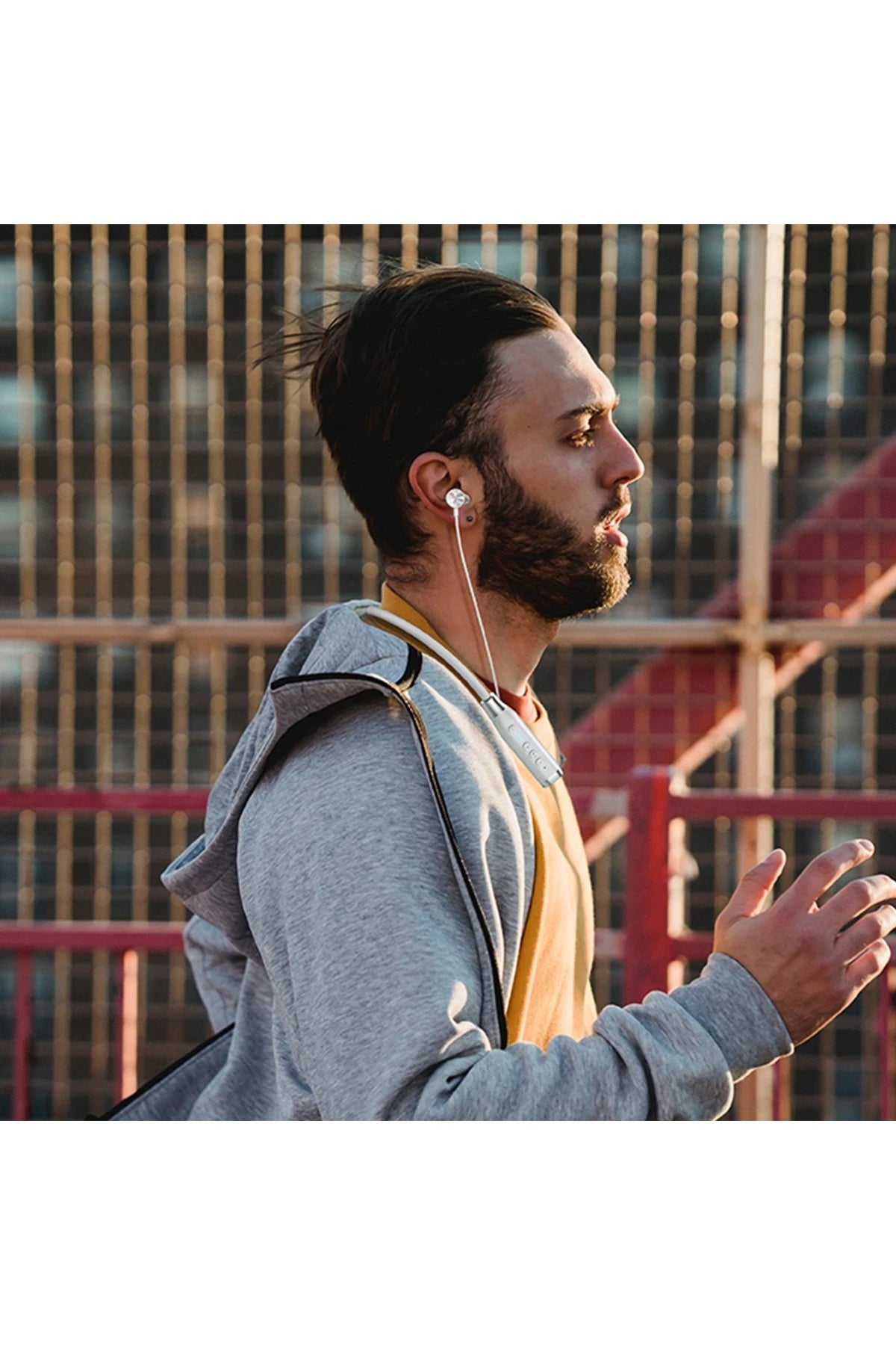 Hoco. ES62 BT 5.3 Gürültü Engelleyici Özellikli Boyun Askılı Bluetooth Kablosuz Kulaklık - Gri