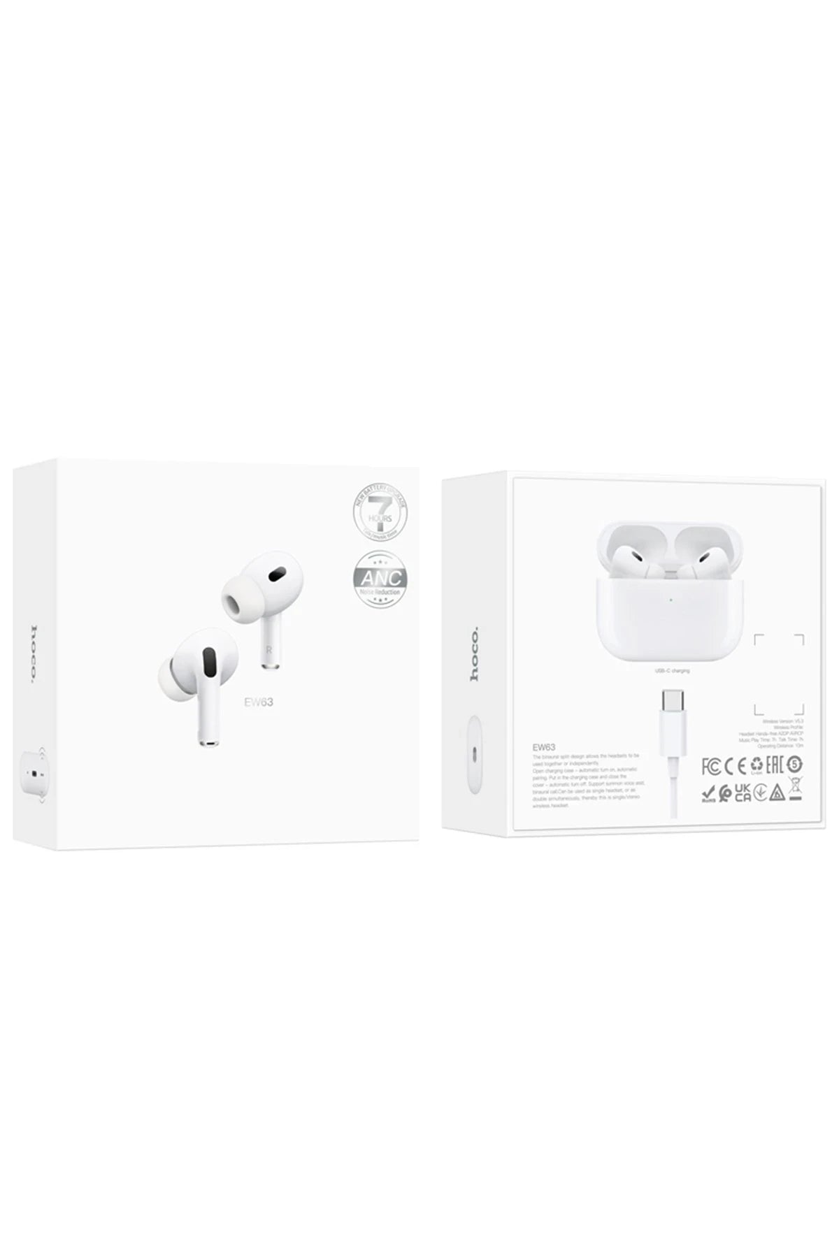 Hoco. EW63 Aktif Gürültü Engelleyici Özellikli Bluetooth 5.3 Kablosuz TWS Airpods Kulaklık - Beyaz