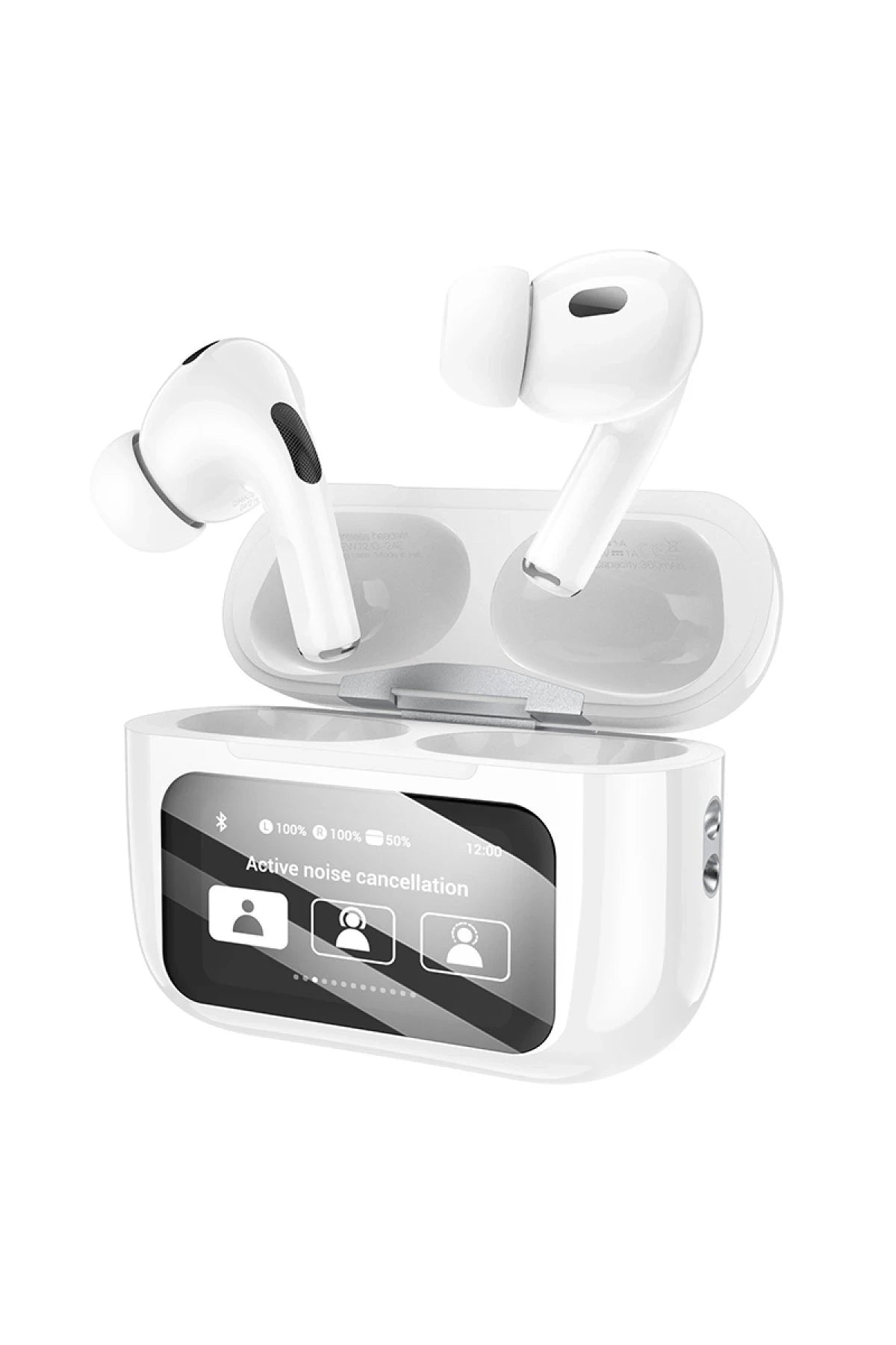 Hoco. EW72 BT 5.4 Aktif Gürültü Engelleyici Özellikli Dijital Dokunmatik Ekranlı Airpods Bluetooth Kulaklık - Beyaz