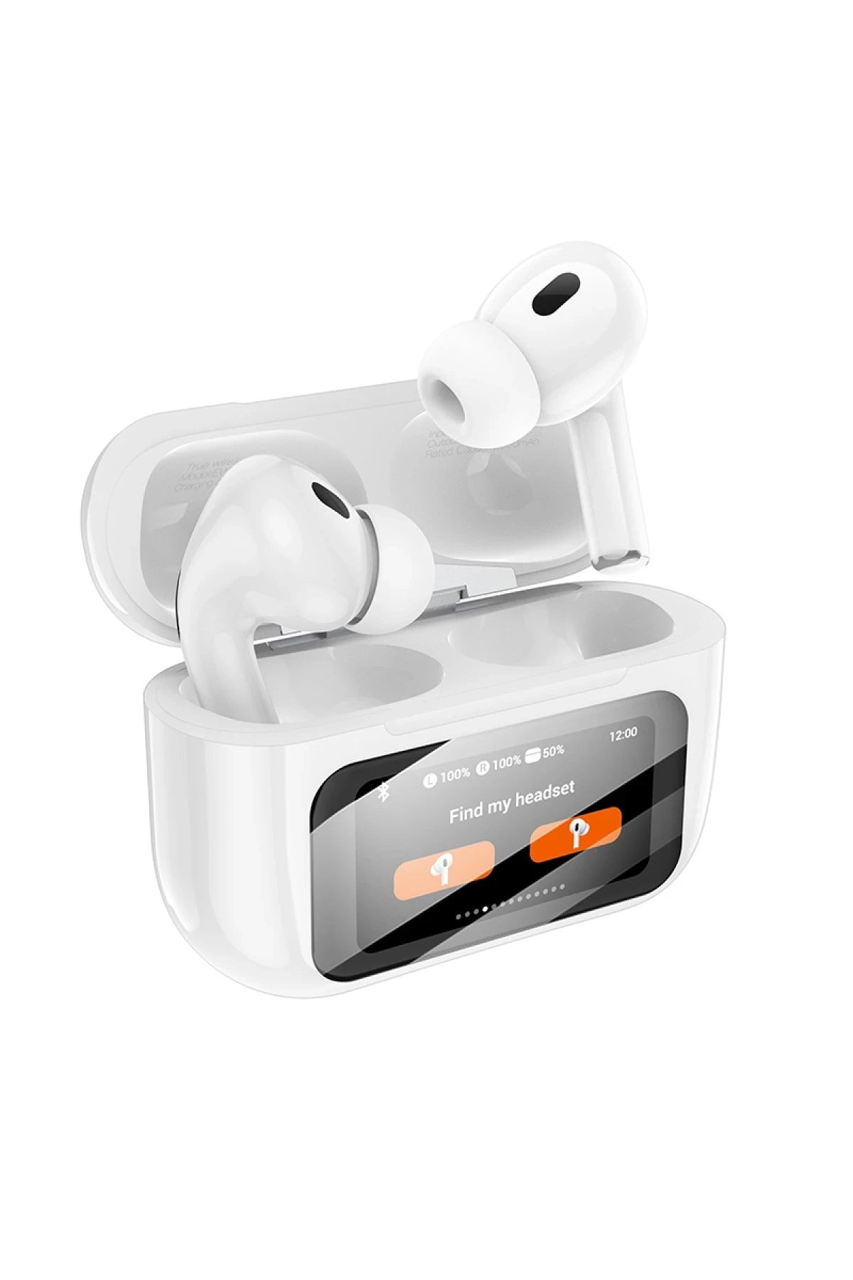 Hoco. EW72 BT 5.4 Aktif Gürültü Engelleyici Özellikli Dijital Dokunmatik Ekranlı Airpods Bluetooth Kulaklık - Beyaz