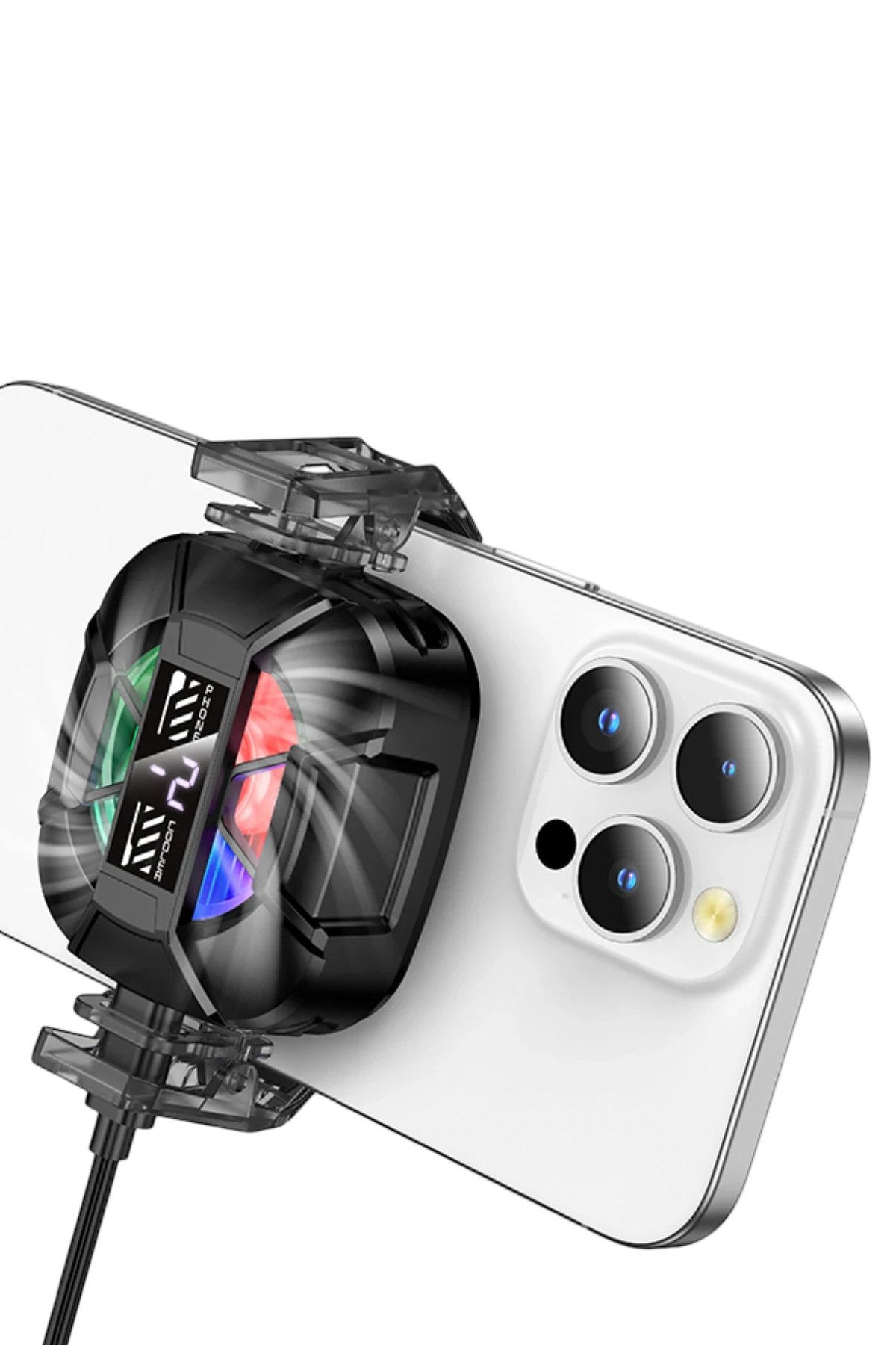 Hoco. GA5 Triumph Dijital Göstergeli RGB Işıklı Manyetik Radyatör Telefon Soğutucu Fan - Siyah