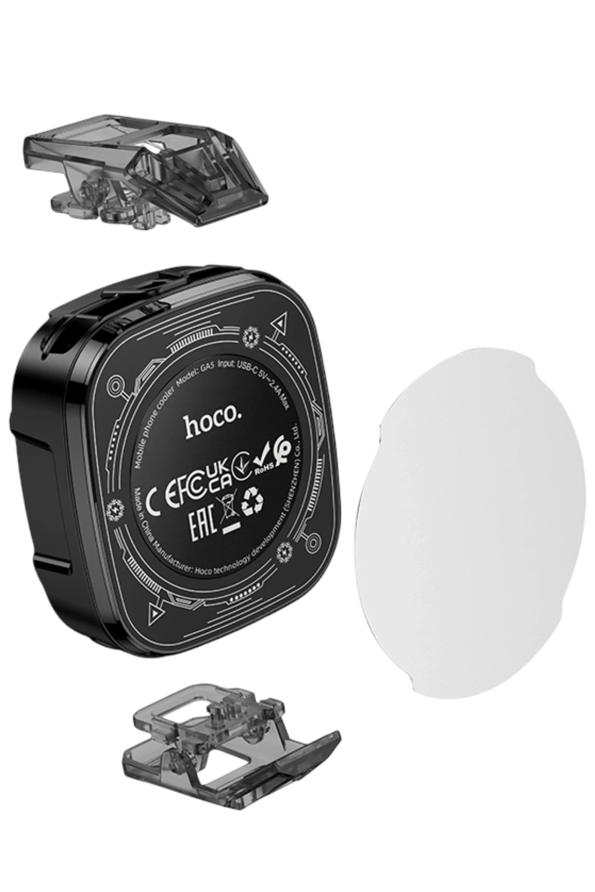 Hoco. GA5 Triumph Dijital Göstergeli RGB Işıklı Manyetik Radyatör Telefon Soğutucu Fan - Siyah