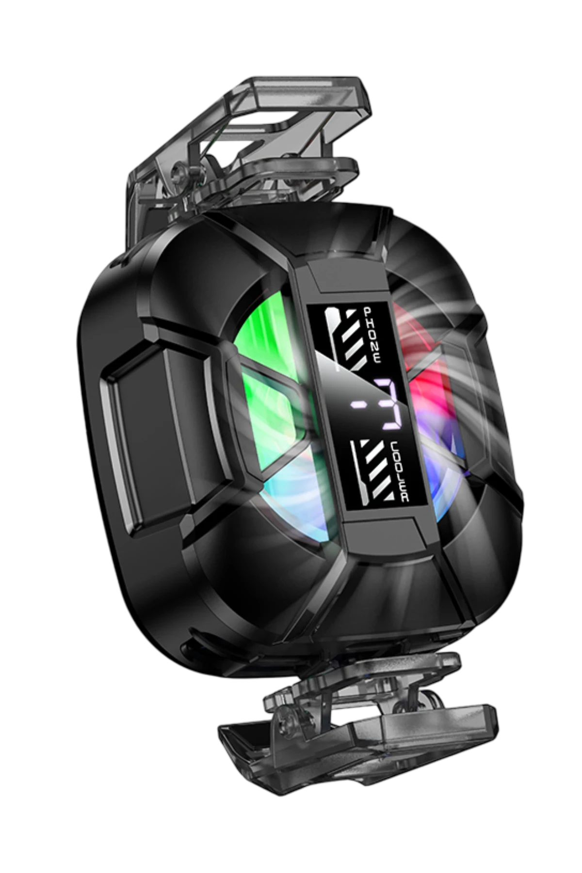 Hoco. GA5 Triumph Dijital Göstergeli RGB Işıklı Manyetik Radyatör Telefon Soğutucu Fan - Siyah