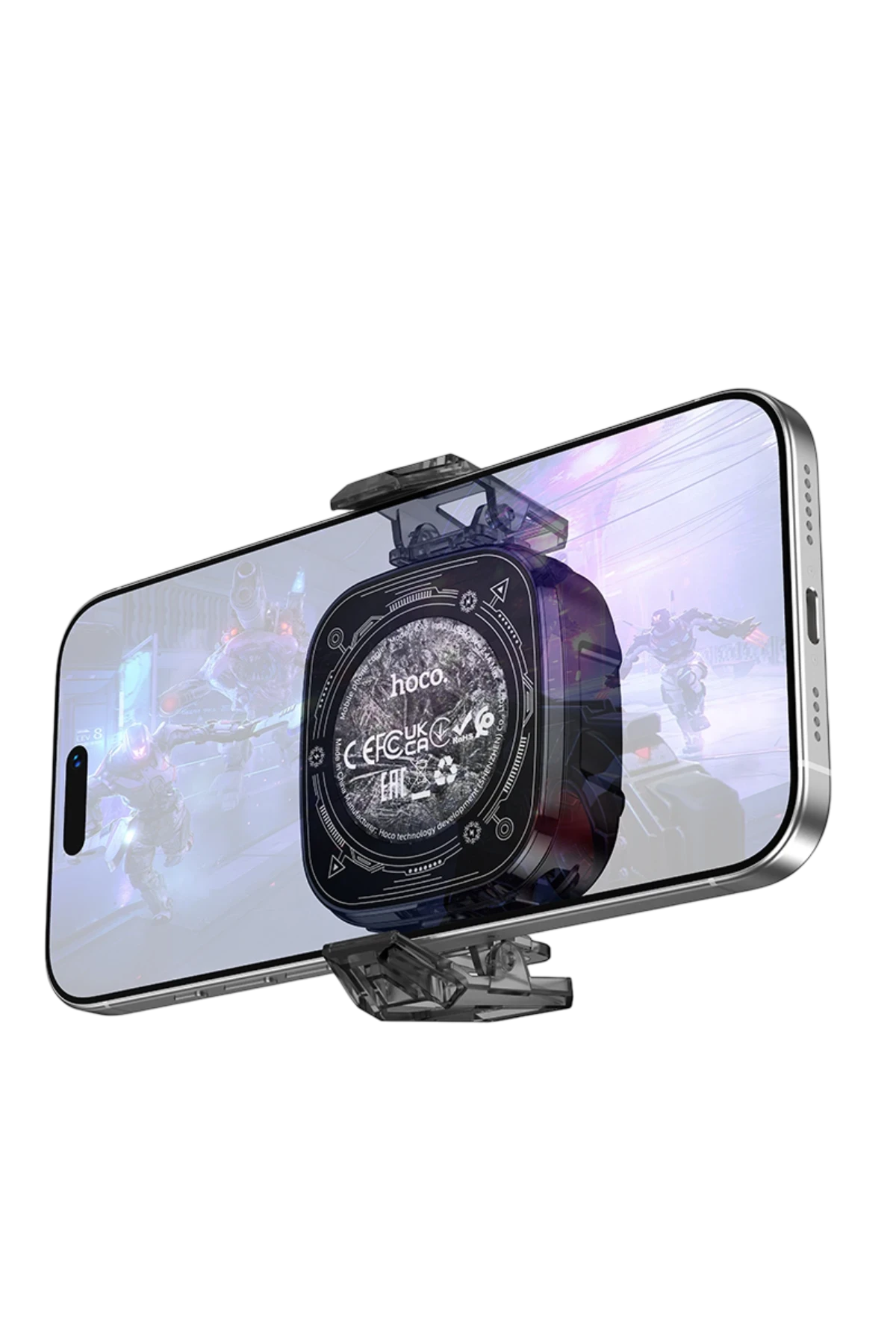 Hoco. GA5 Triumph Dijital Göstergeli RGB Işıklı Manyetik Radyatör Telefon Soğutucu Fan - Siyah