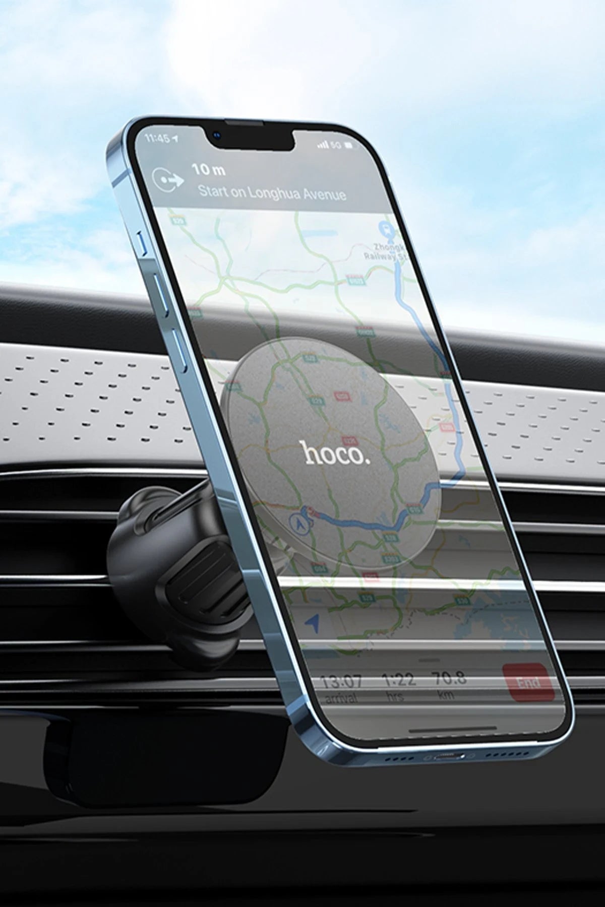 Hoco. H12 Izgara Klipsli Manyetik Araç Tutucu - Siyah