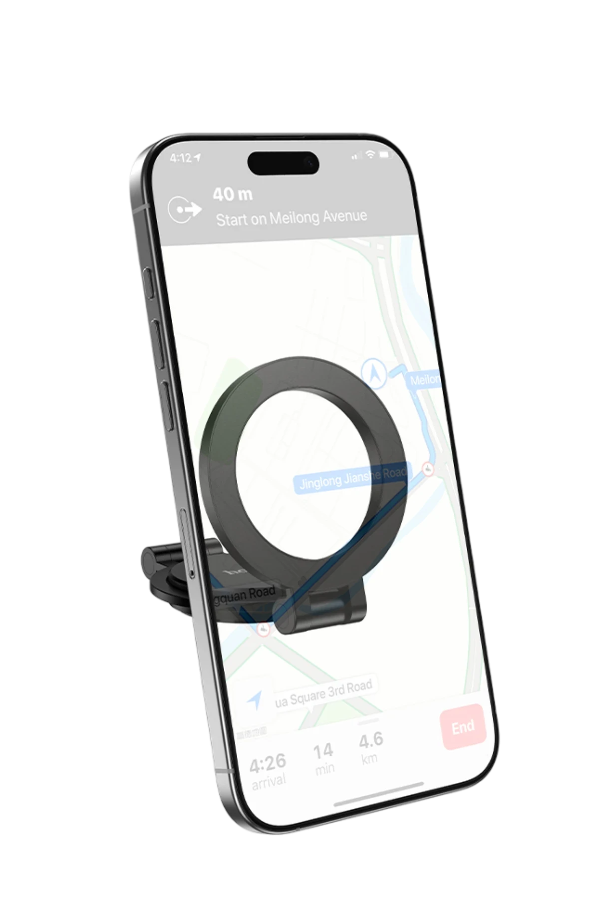 Hoco. H98 Rider 360 Derece Dönen Yapışkanlı Katlanabilir Manyetik Magsafe Araç Tutucu - Siyah