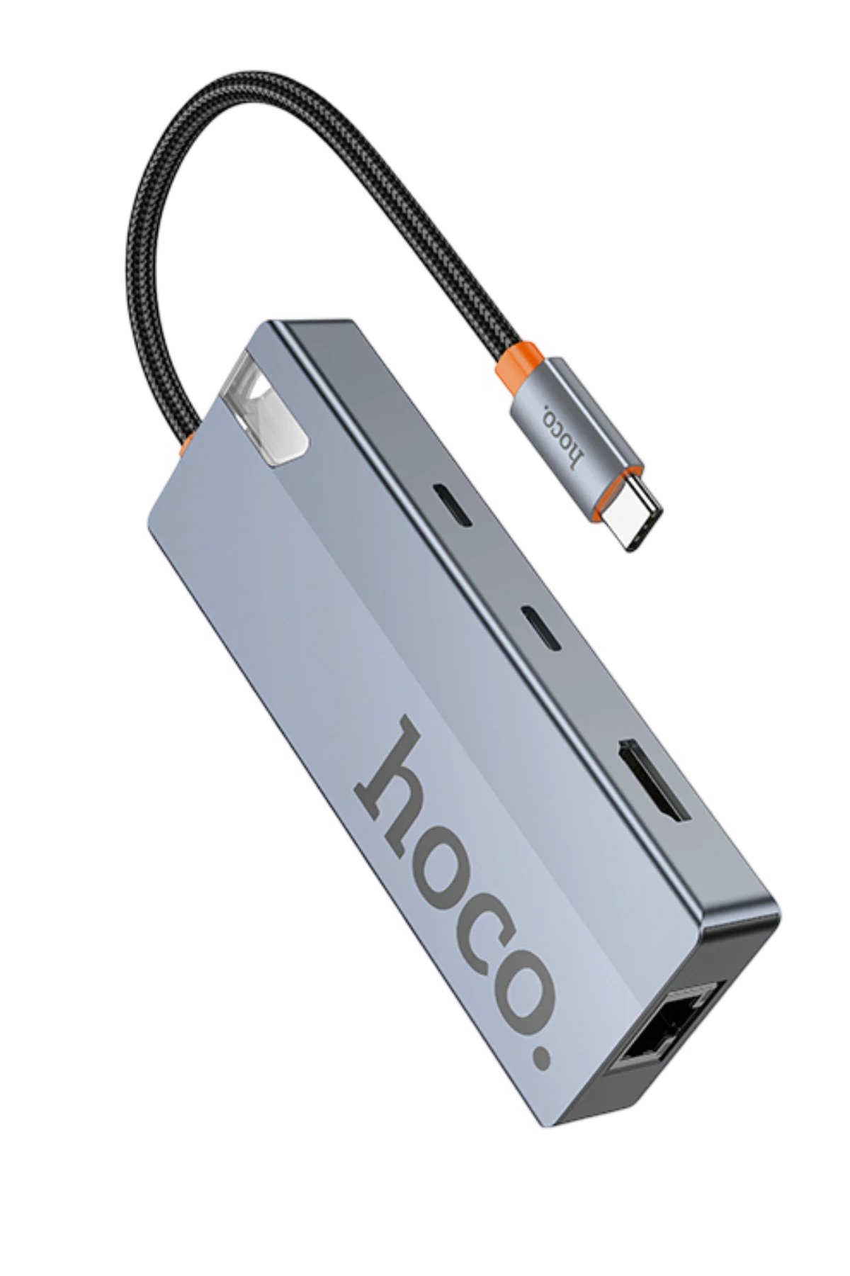 Hoco. HB52 Wow 8in1 100W PD 100 Mbps Ethernet 4K Hub Dönüştürücü - Gri