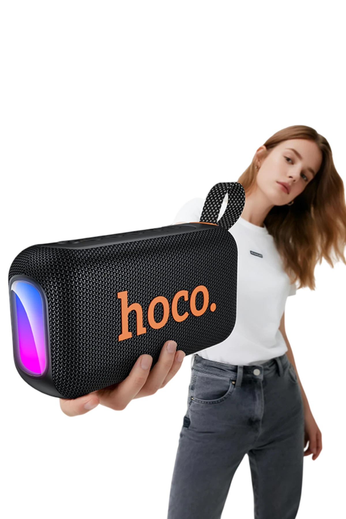 Hoco. HC32 Smart Sports 2x10W Led Işıklı Dahili Hoparlörlü BT 5.4 Kablosuz Hoparlör - Siyah