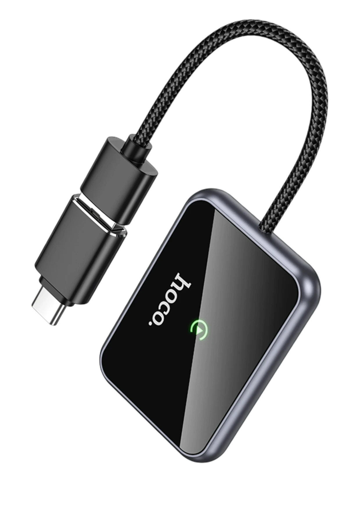 Hoco. HU1 Way 2in1 Type-C to USB Dönüştürücülü Kablosuz CarPlay Adaptör - Siyah