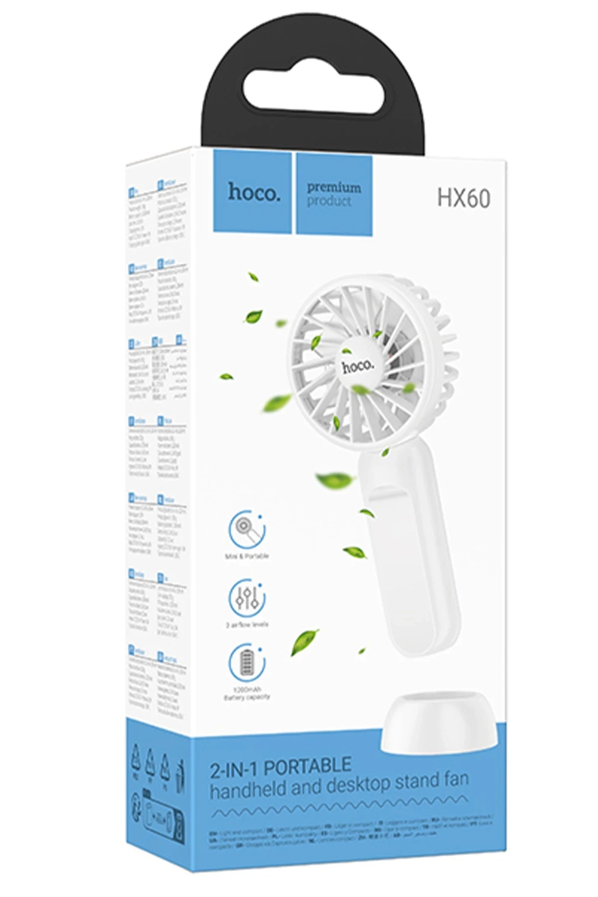 Hoco. HX60 Nimble El Tipi ve Masaüstü Soğutucu Fan - Beyaz