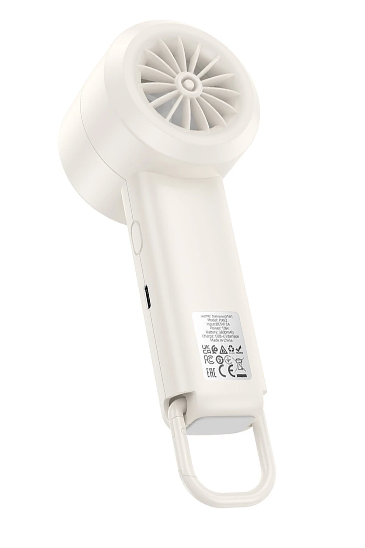 Hoco. HX63 Fashion Dijital Göstergeli Yüksek Hızlı El Tipi ve Masaüstü Soğutucu Fan - Beyaz