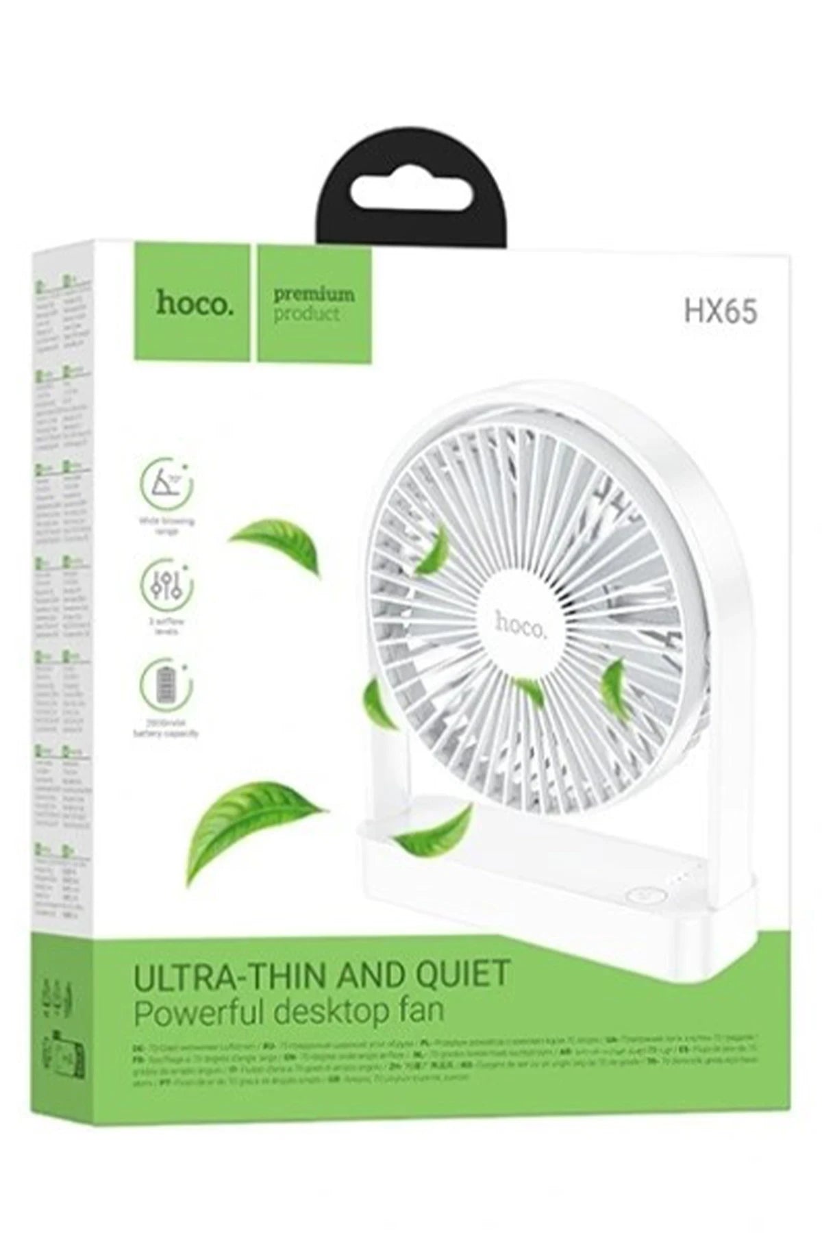 Hoco. HX65 Ultra İnce Masaüstü Soğutucu Fan - Beyaz