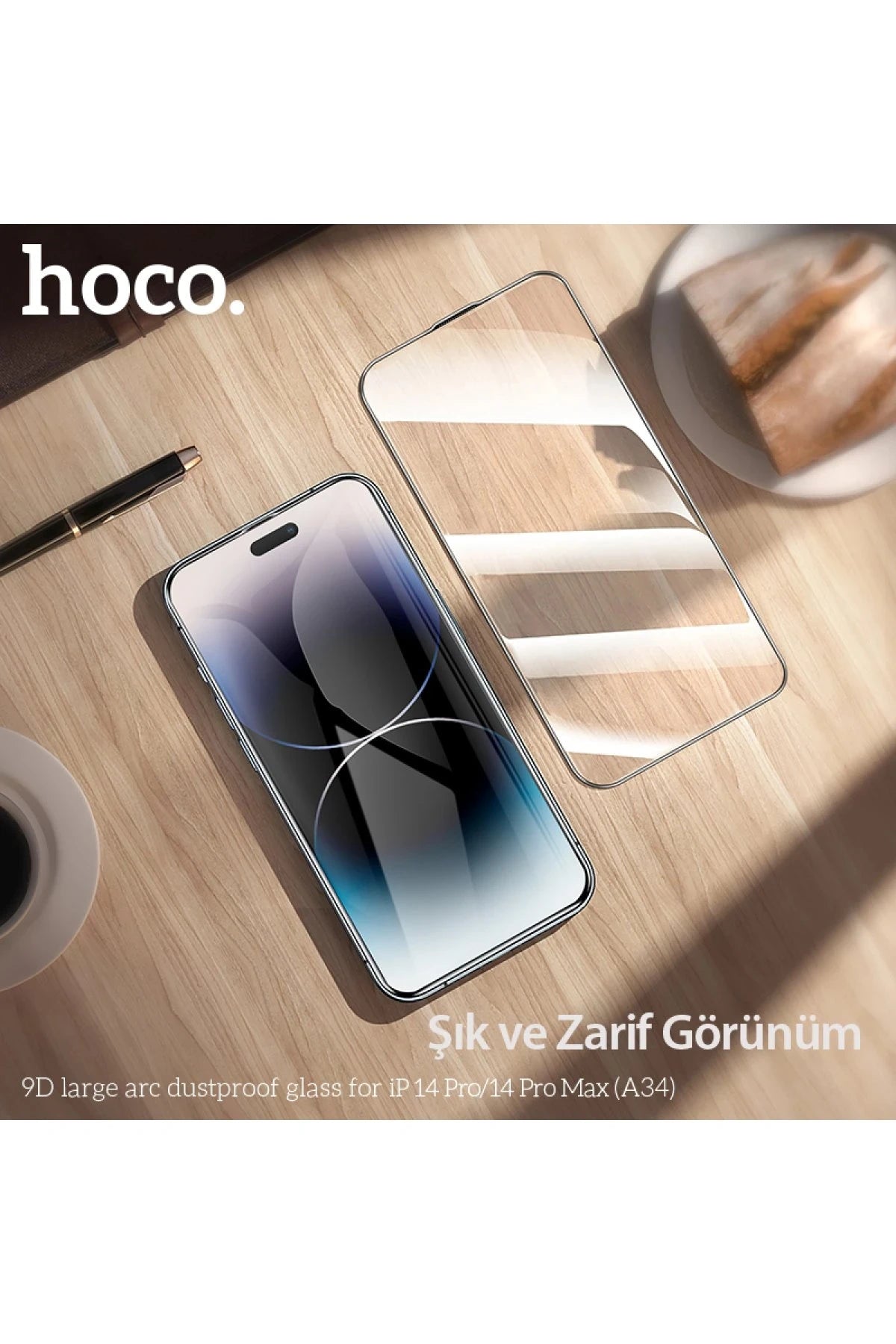 Hoco. iPhone 14 Pro 9D Dustproof Cam Ekran Koruyucu - Siyah