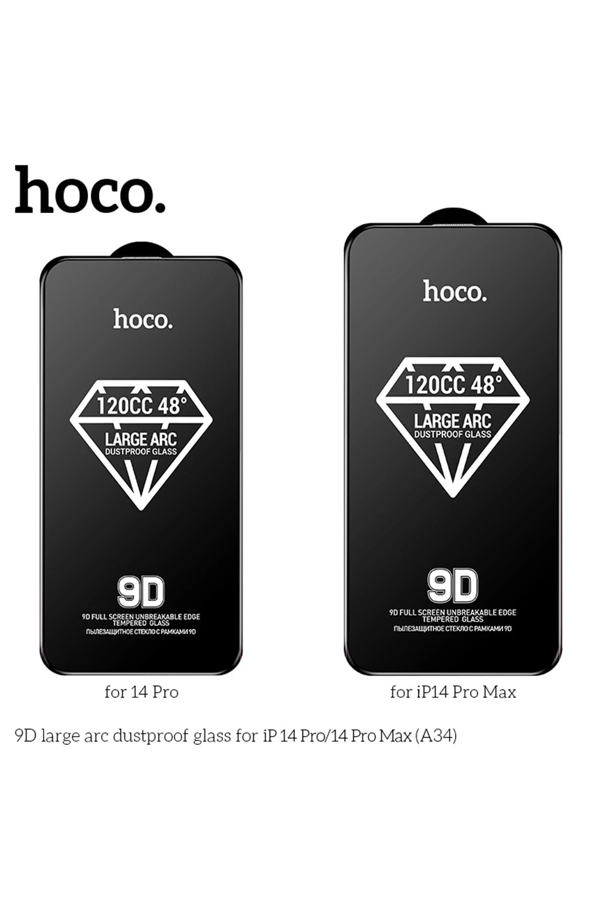 Hoco. iPhone 14 Pro Max 9D Dustproof Cam Ekran Koruyucu - Siyah