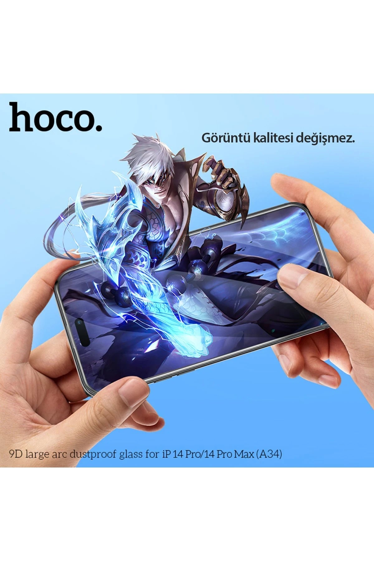 Hoco. iPhone 14 Pro Max 9D Dustproof Cam Ekran Koruyucu - Siyah