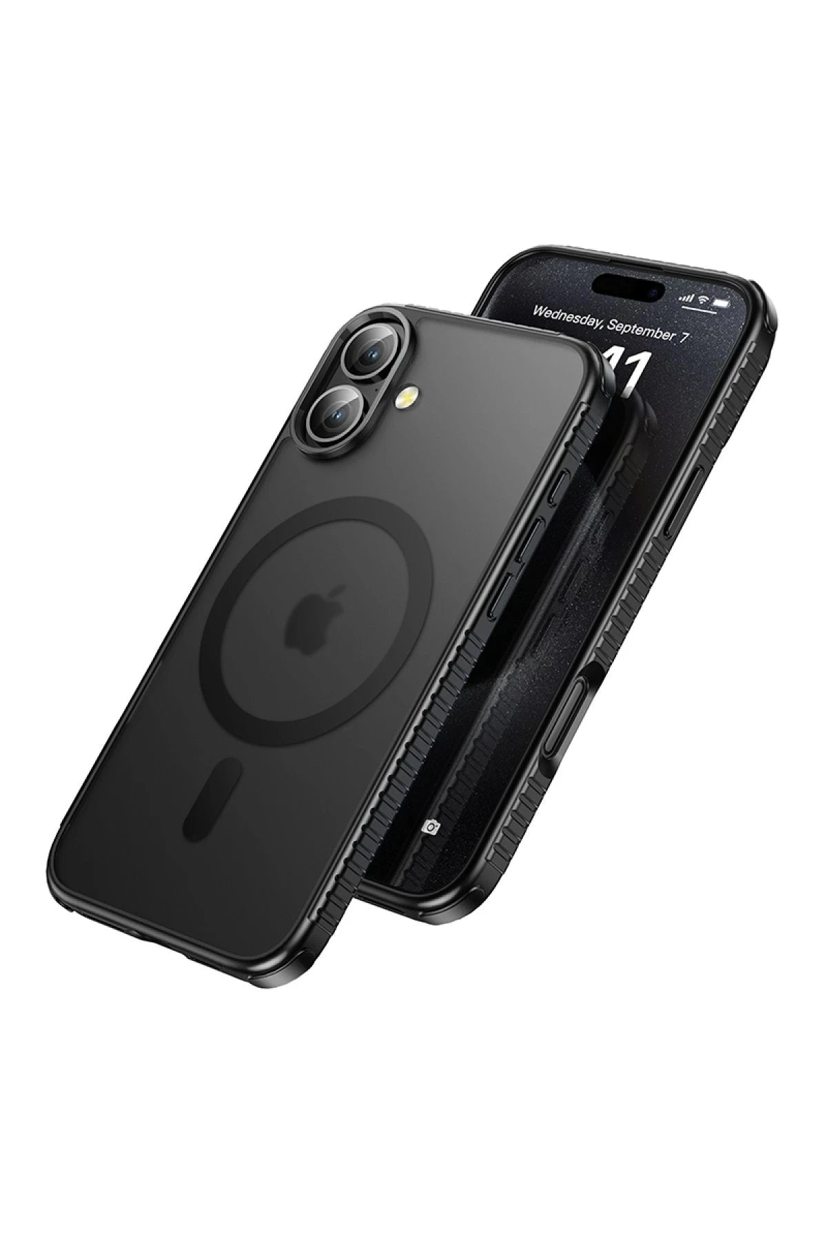 Hoco. iPhone 16 ile Uyumlu Armour Antishock Protective Kablosuz Şarj Özellikli Kapak - Siyah