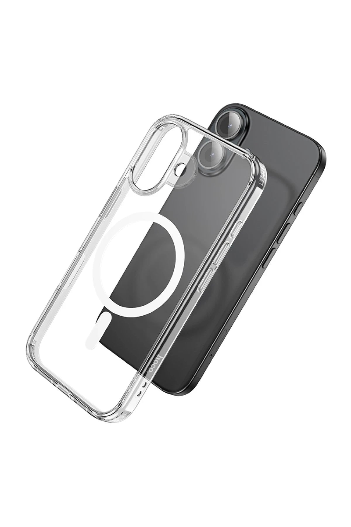 Hoco. iPhone 16 ile Uyumlu Anti Fall Airbag Kablosuz Şarj Özellikli Kapak - Şeffaf