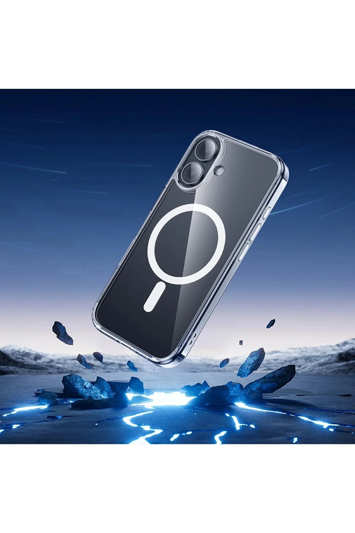 Hoco. iPhone 16 ile Uyumlu Anti Fall Airbag Kablosuz Şarj Özellikli Kapak - Şeffaf