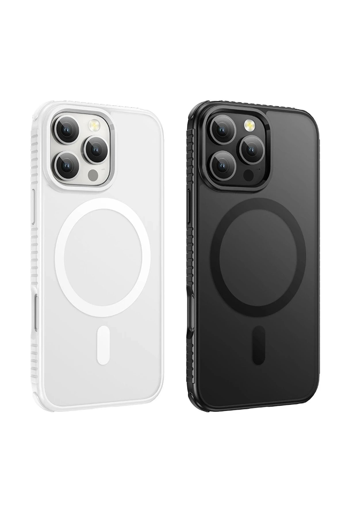 Hoco. iPhone 16 Pro ile Uyumlu Armour Antishock Protective Kablosuz Şarj Özellikli Kapak - Beyaz