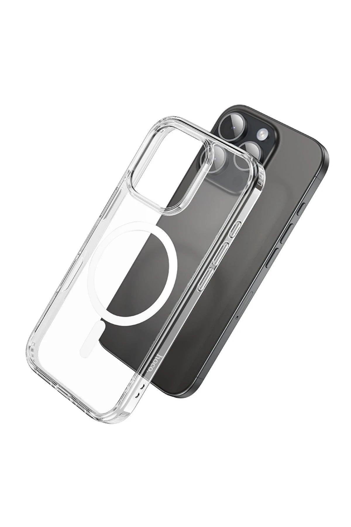 Hoco. iPhone 16 Pro ile Uyumlu Anti Fall Airbag Kablosuz Şarj Özellikli Kapak - Şeffaf