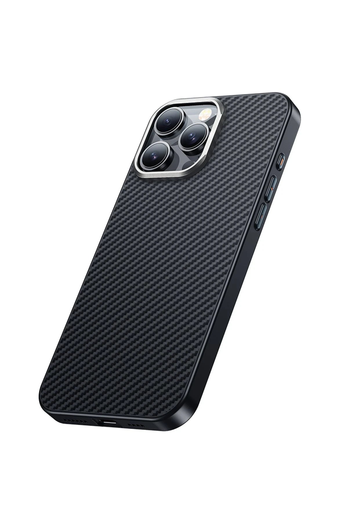 Hoco. iPhone 16 Pro ile Uyumlu Knight Kevlar Kablosuz Şarj Özellikli Kapak - Siyah