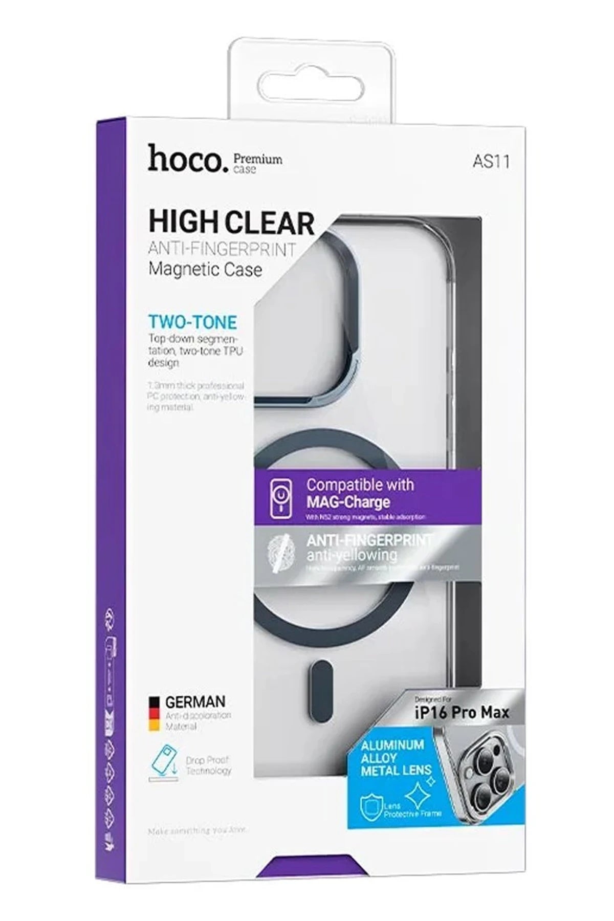 Hoco. iPhone 16 Pro Max ile Uyumlu Vip Kablosuz Şarj Özellikli Kılıf - Şeffaf