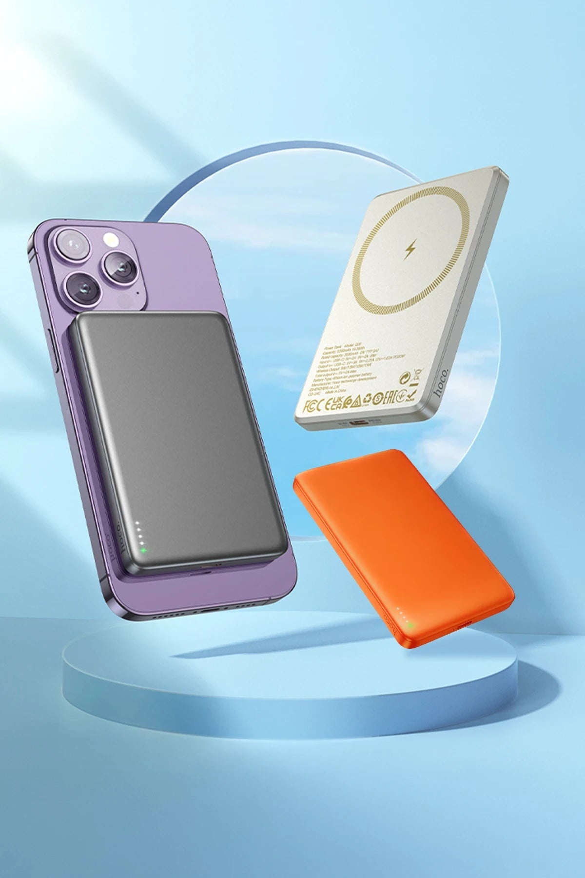 Hoco. Q26 5.000 mAh PD Magsafe Mini Powerbank - Turuncu