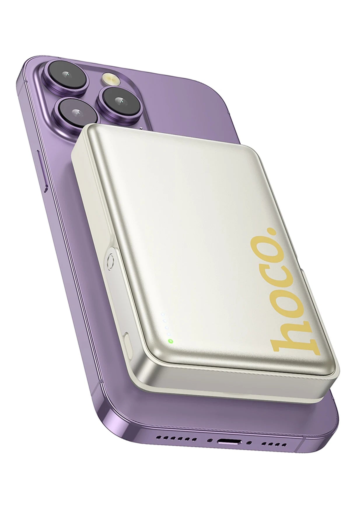 Hoco. Q36A Sunlight 10.000 mAh 20W Type-C ve 10W Kablosuz Şarj PD Magsafe Standlı Powerbank - Gold