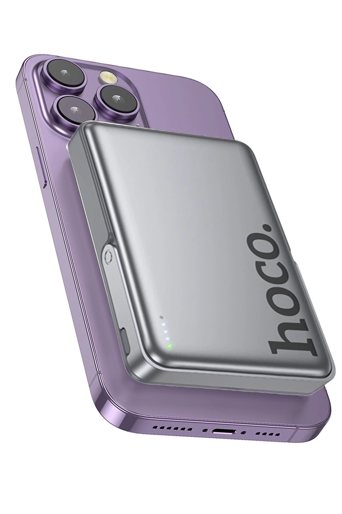 Hoco. Q36A Sunlight 10.000 mAh 20W Type-C ve 10W Kablosuz Şarj PD Magsafe Standlı Powerbank - Titan Gri