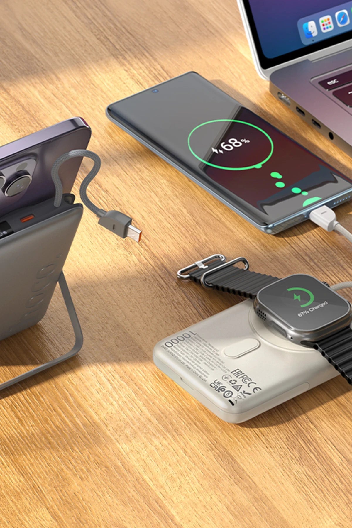 Hoco. Q43 Clever 3in1 10.000 mAh PD 20W Standlı Magsafe Powerbank - Gri