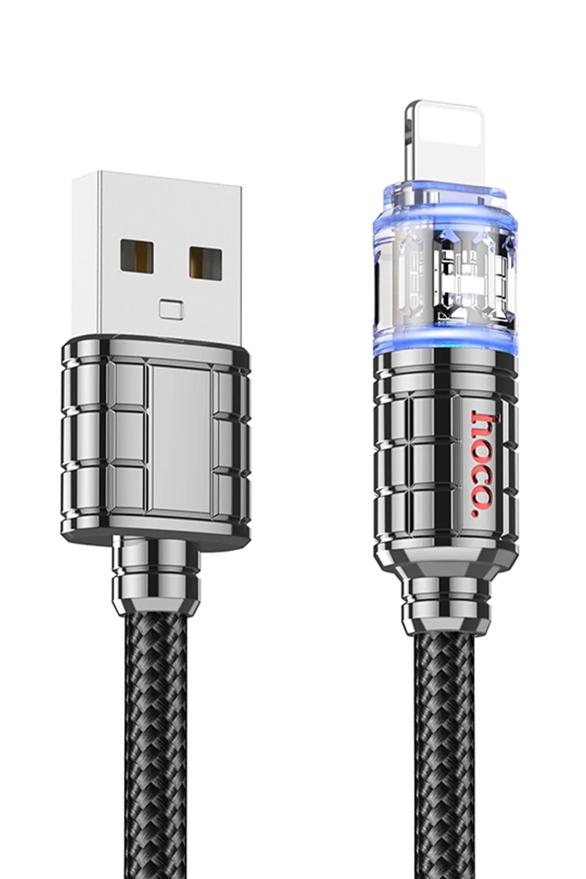 Hoco. U122 1.2M Lantern USB to Lightning Şarj Data Kablosu - Siyah