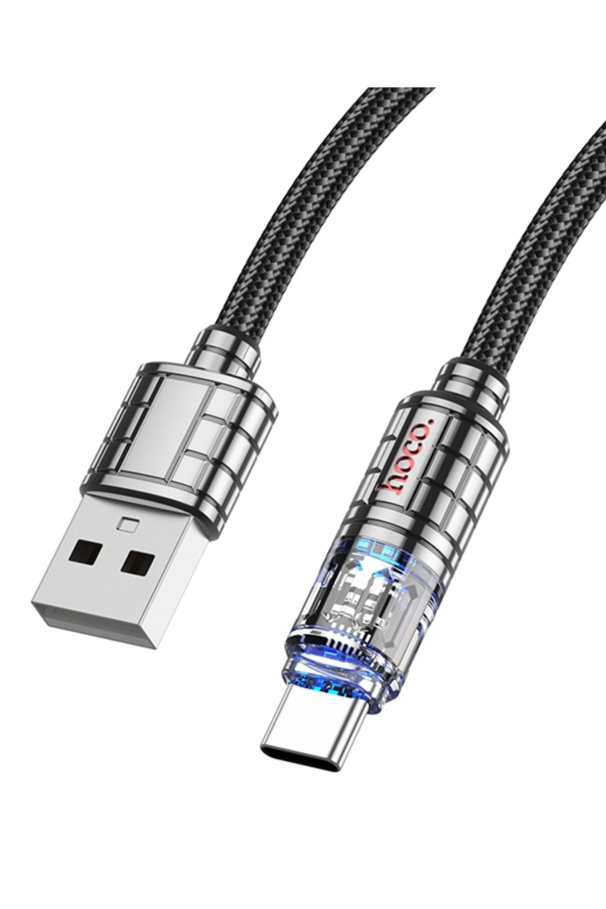 Hoco. U122 1.2M Lantern USB to Type-C Şarj Data Kablosu - Siyah