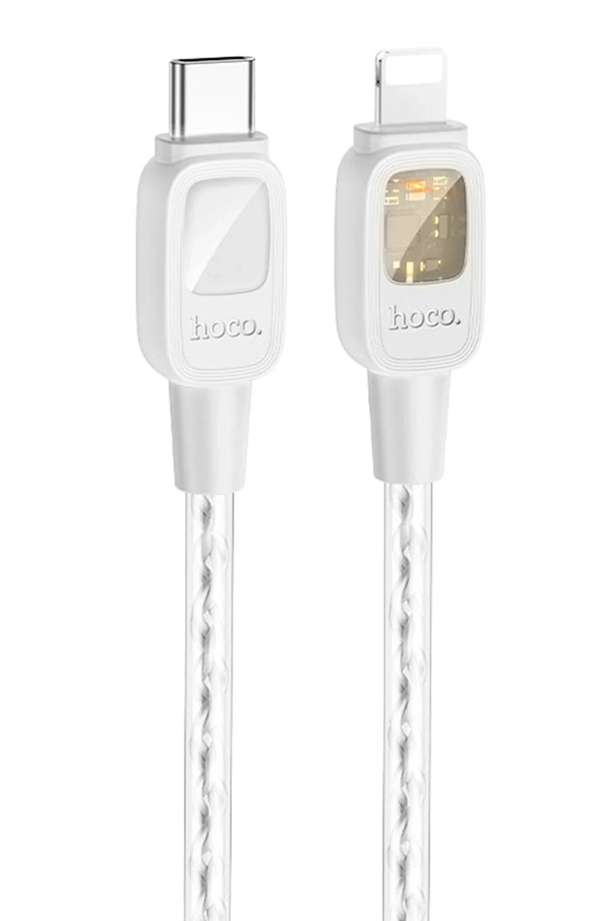 Hoco. U124 Stone 1.2M 27W Type-C to Lightning Otomatik Şarj Kesme Özellikli PD Hızlı Şarj Kablosu - Gri
