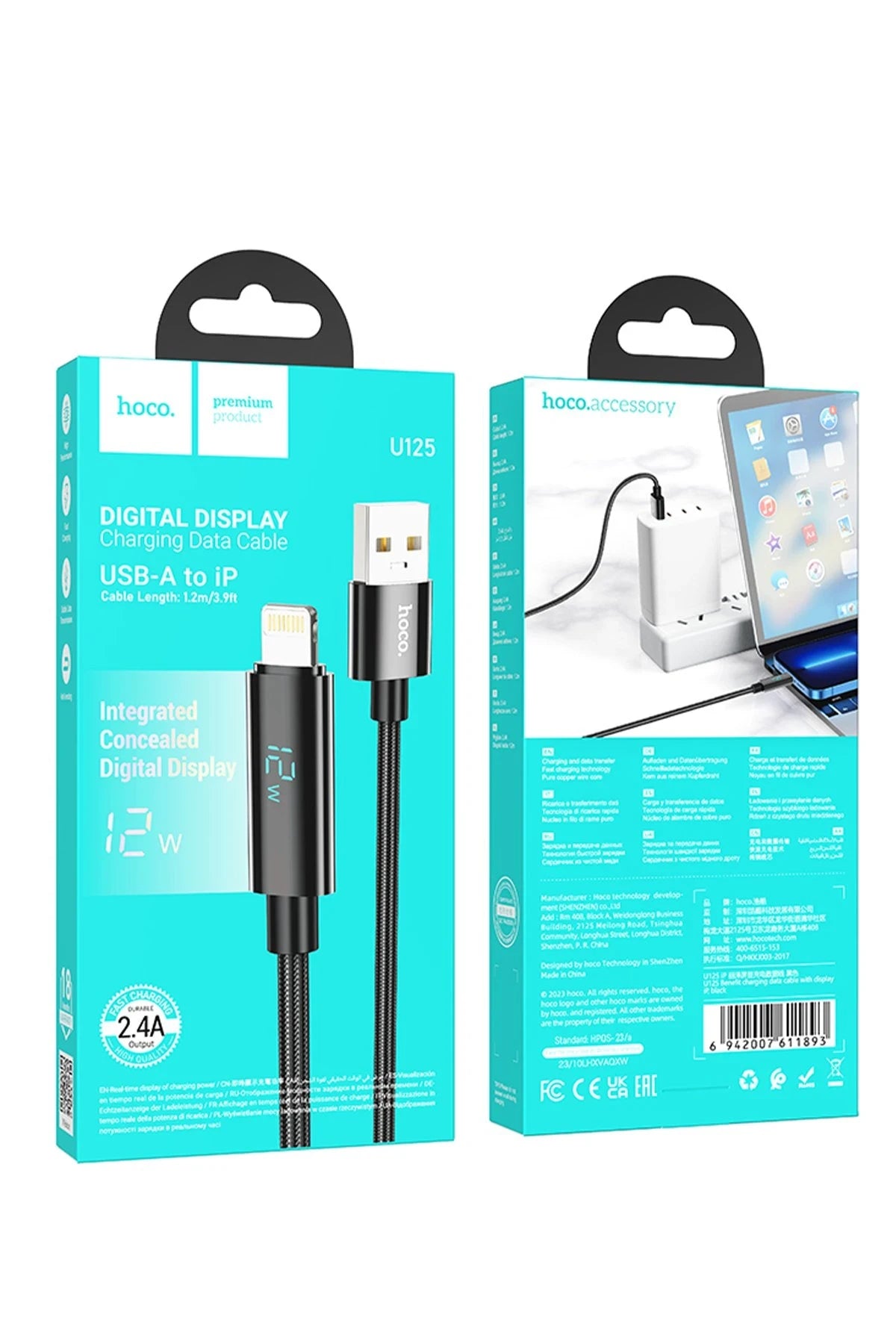 Hoco. U125 1.2M Benefit USB to Lightning Şarj Data Kablosu - Siyah