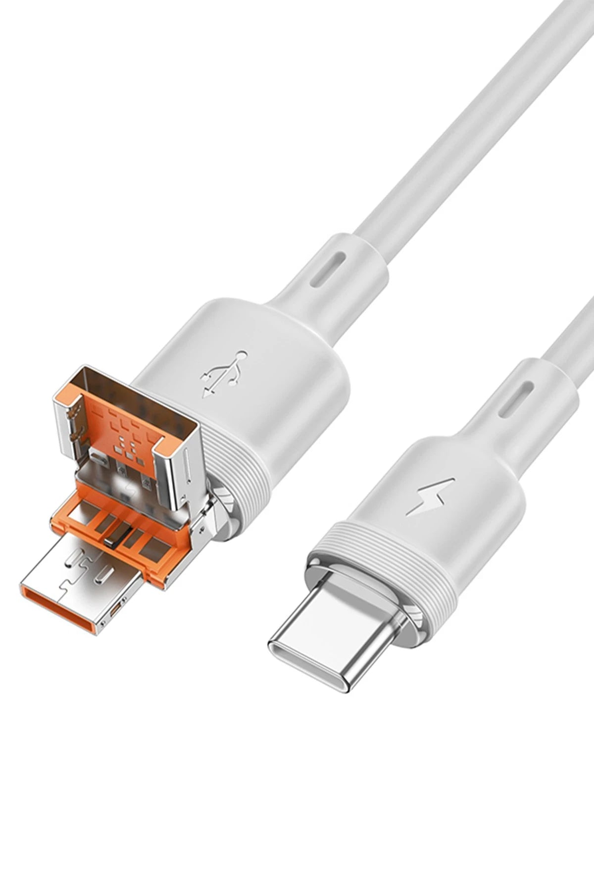 Hoco. U131 1.2M 2in1 USB ve Type-C to Type-C Şarj Data Kablosu - Gri