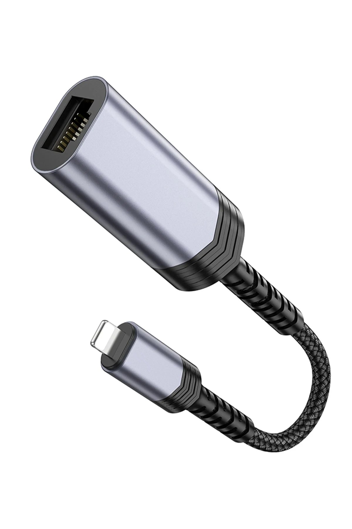 Hoco. UA26 Tak Çalıştır Lightning to RJ45 100 Mbps Ethernet Dönüştürücü - Gri