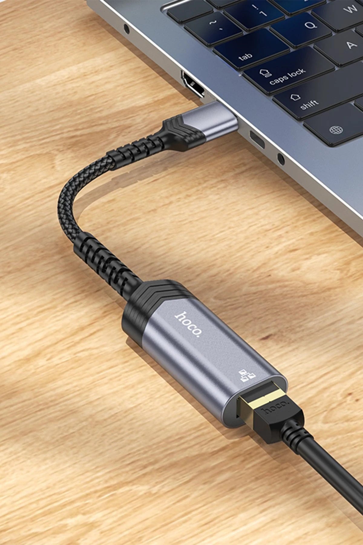 Hoco. UA26 Tak Çalıştır USB to RJ45 100 Mbps Ethernet Dönüştürücü - Gri